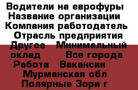 Водители на еврофуры › Название организации ­ Компания-работодатель › Отрасль предприятия ­ Другое › Минимальный оклад ­ 1 - Все города Работа » Вакансии   . Мурманская обл.,Полярные Зори г.